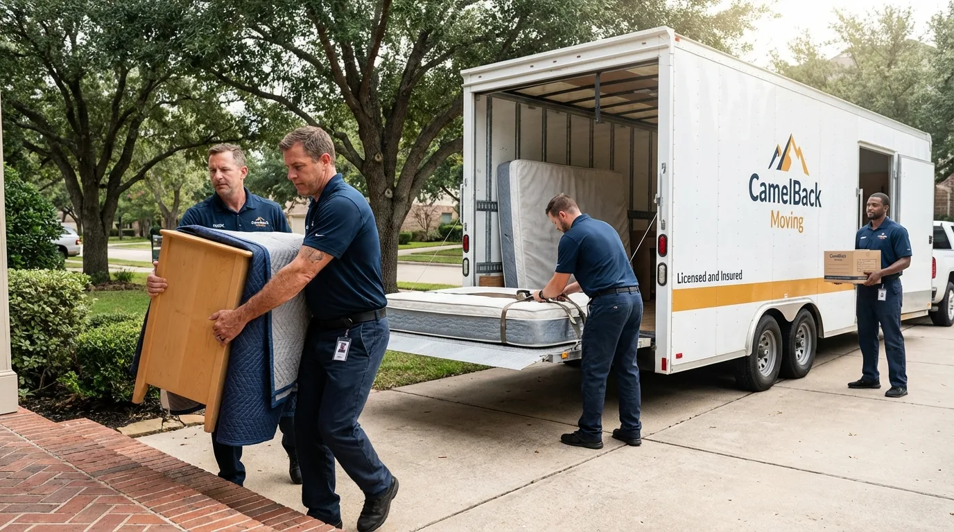 Crew loading residential truck for cross-state move from Enterprise, AL
