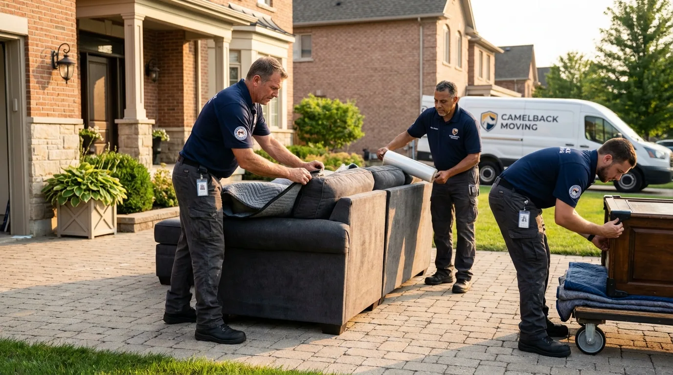 Large estate moving crew wrapping furniture in Enterprise, AL